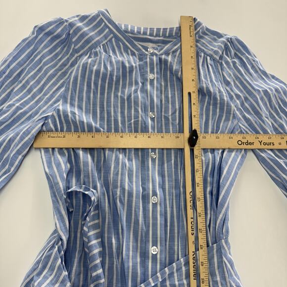 Evereve Dress Womens Small Blue White Striped Maisy Tie Waist‎ Button Down New - Picture 7 of 9